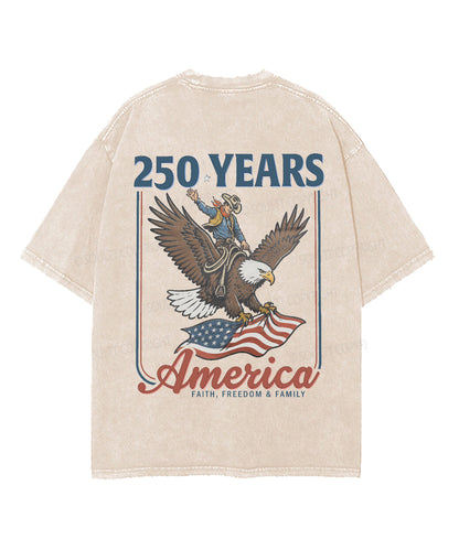 250 Years America Anniversary Double Sided Unisex Washed Christian T-shirt