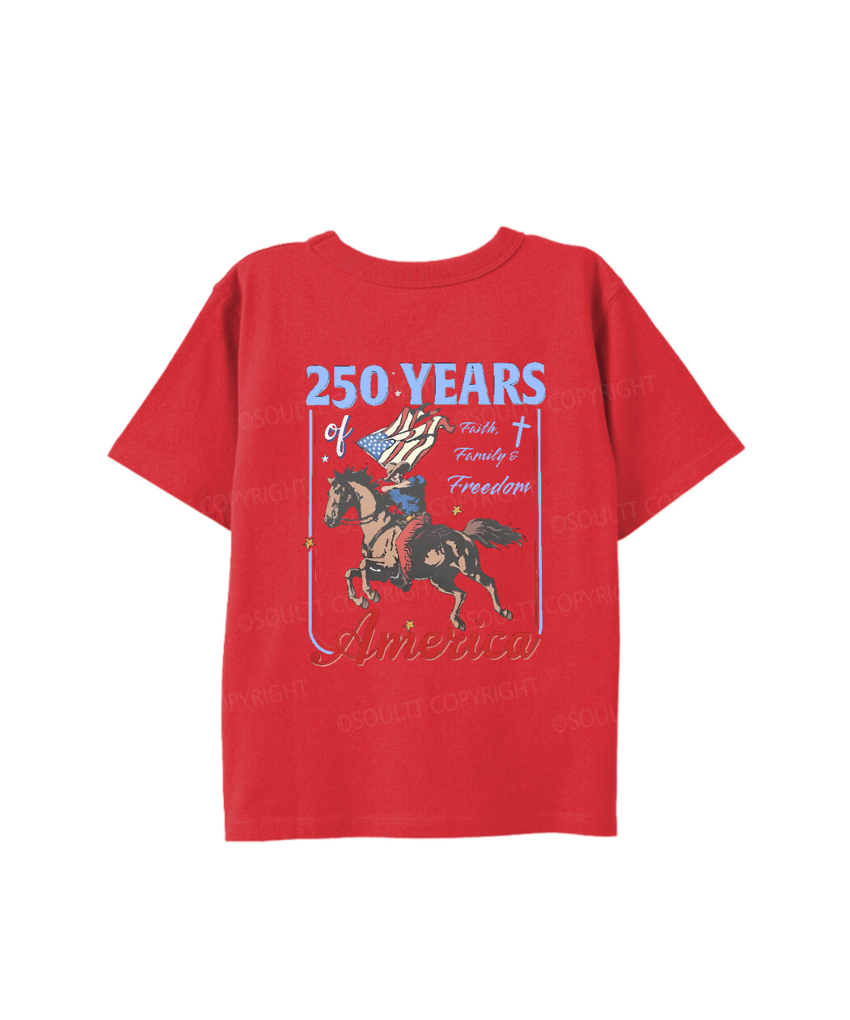 Kids 250 Years America Anniversary Double Sided Cotton Christian T-shirt