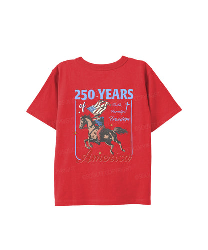 Kids 250 Years America Anniversary Double Sided Cotton Christian T-shirt