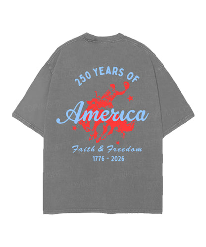 250 Years America Anniversary Double Sided Unisex Christian Washed T-Shirt & Shorts