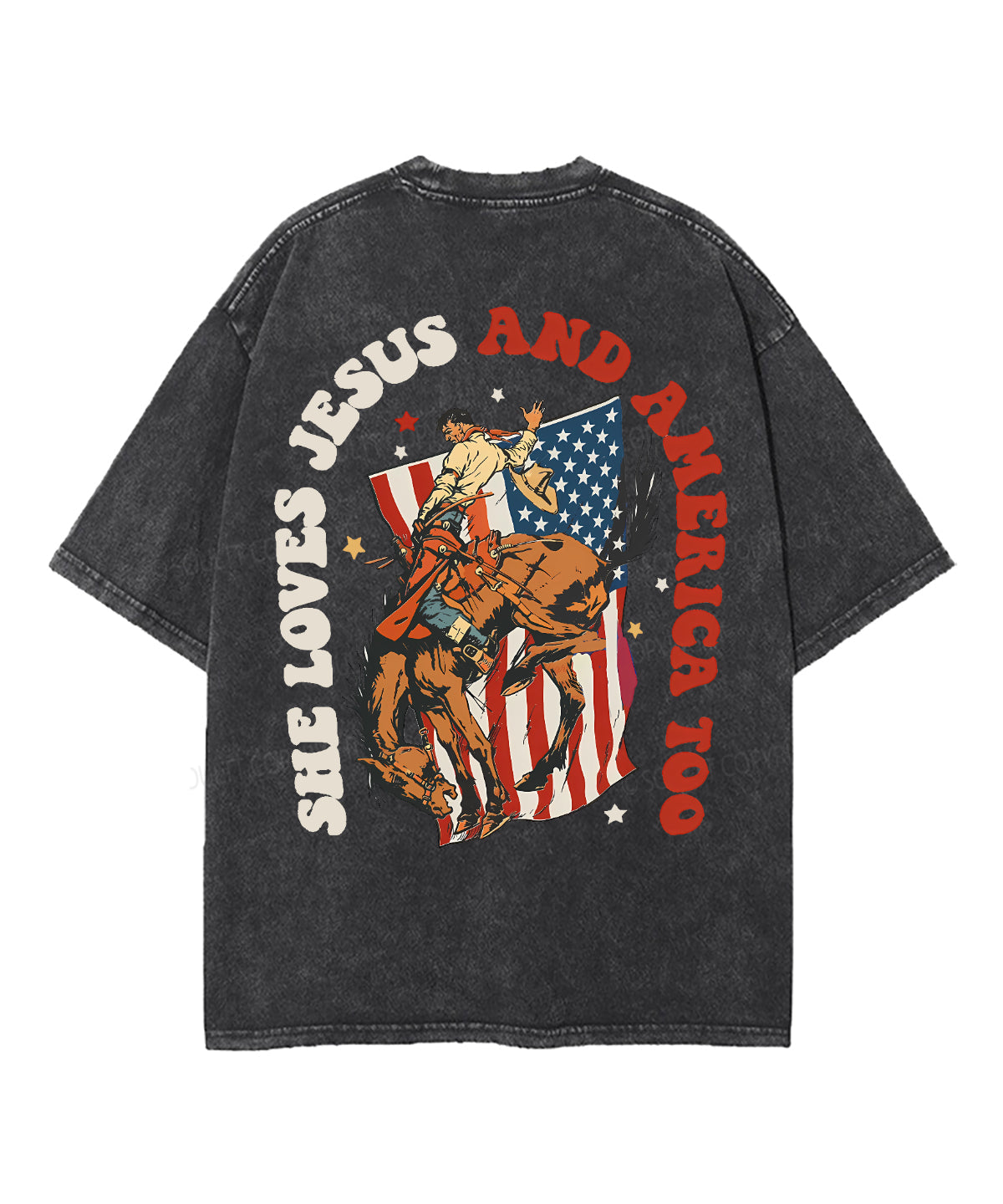 She Loves Jesus And America Too Double Sided Unisex Washed Christian T-shirt
