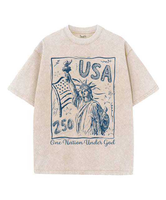 One Nation Under God Unisex Washed Christian T-shirt