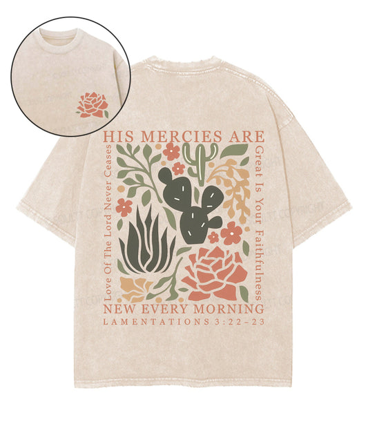 His Mercies Are New Every Morning Double Sided Unisex Washed Christian T-shirt
