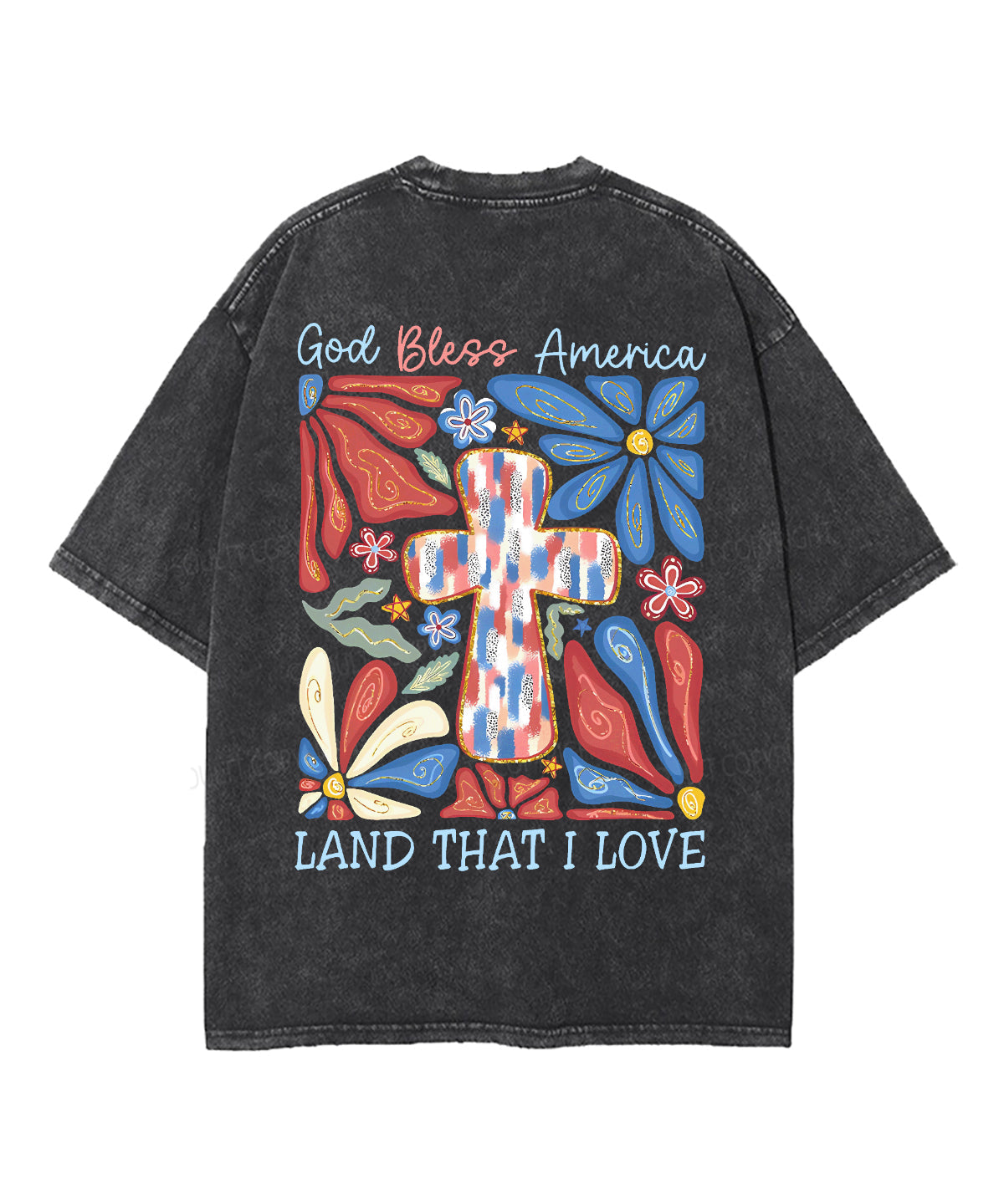 God Bless America Double Sided Unisex Washed Christian T-shirt
