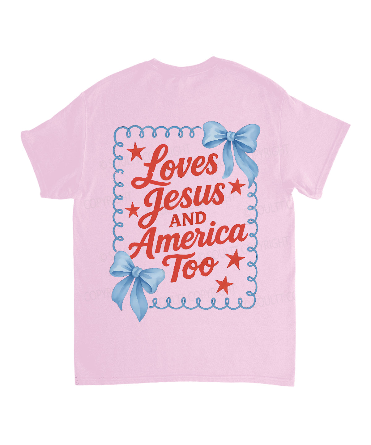 Loves Jesus And America Too Double Sided Unisex Cotton Christian T-Shirt
