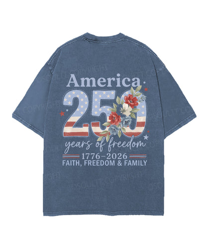 250 Years America Anniversary Double Sided Unisex Christian Washed T-Shirt & Shorts