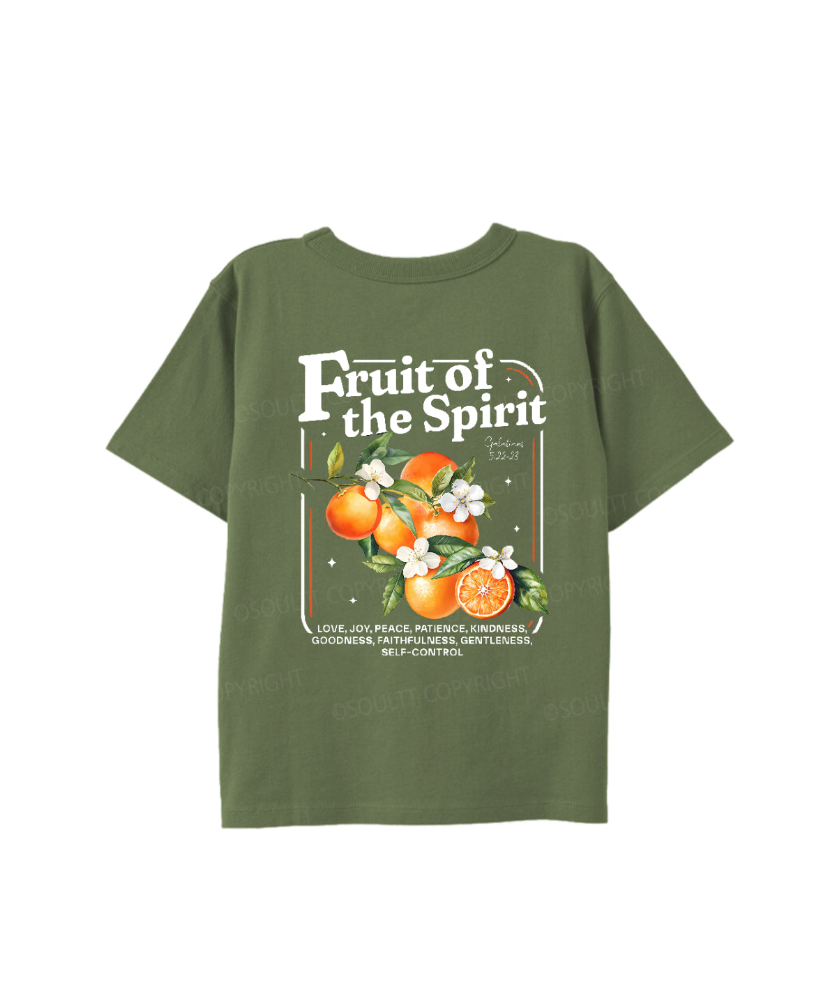 Kids Fruit Of The Spirit Double Sided Cotton Christian T-shirt