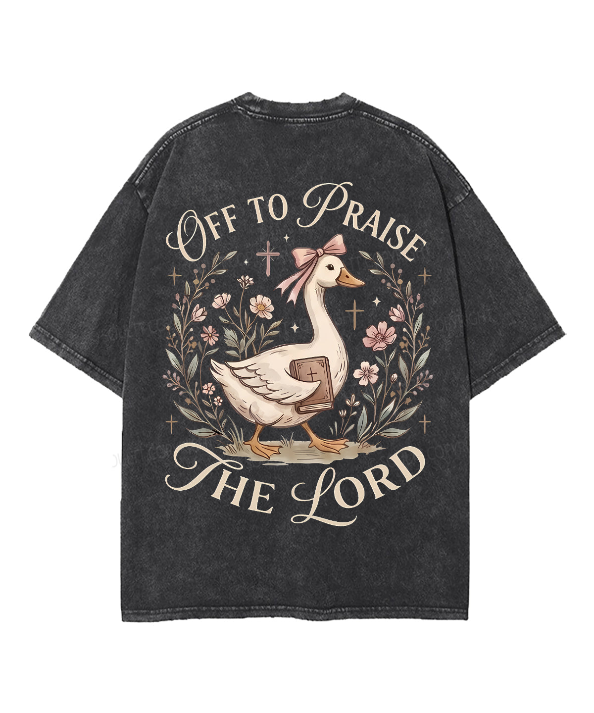 Off To Praise The Lord Double Sided Unisex Washed Christian T-shirt