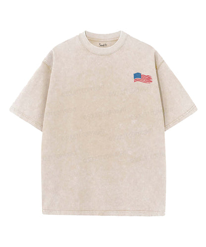 She Loves Jesus And America Double Sided Unisex Washed Christian T-shirt