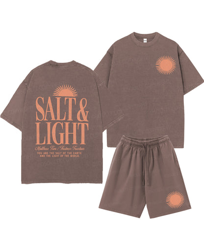Salt & Light Double Sided Unisex Christian Washed T-Shirt & Shorts