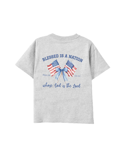 Kids Blessed Is A Nation Whose god Is The Lord Cotton Christian T-shirt