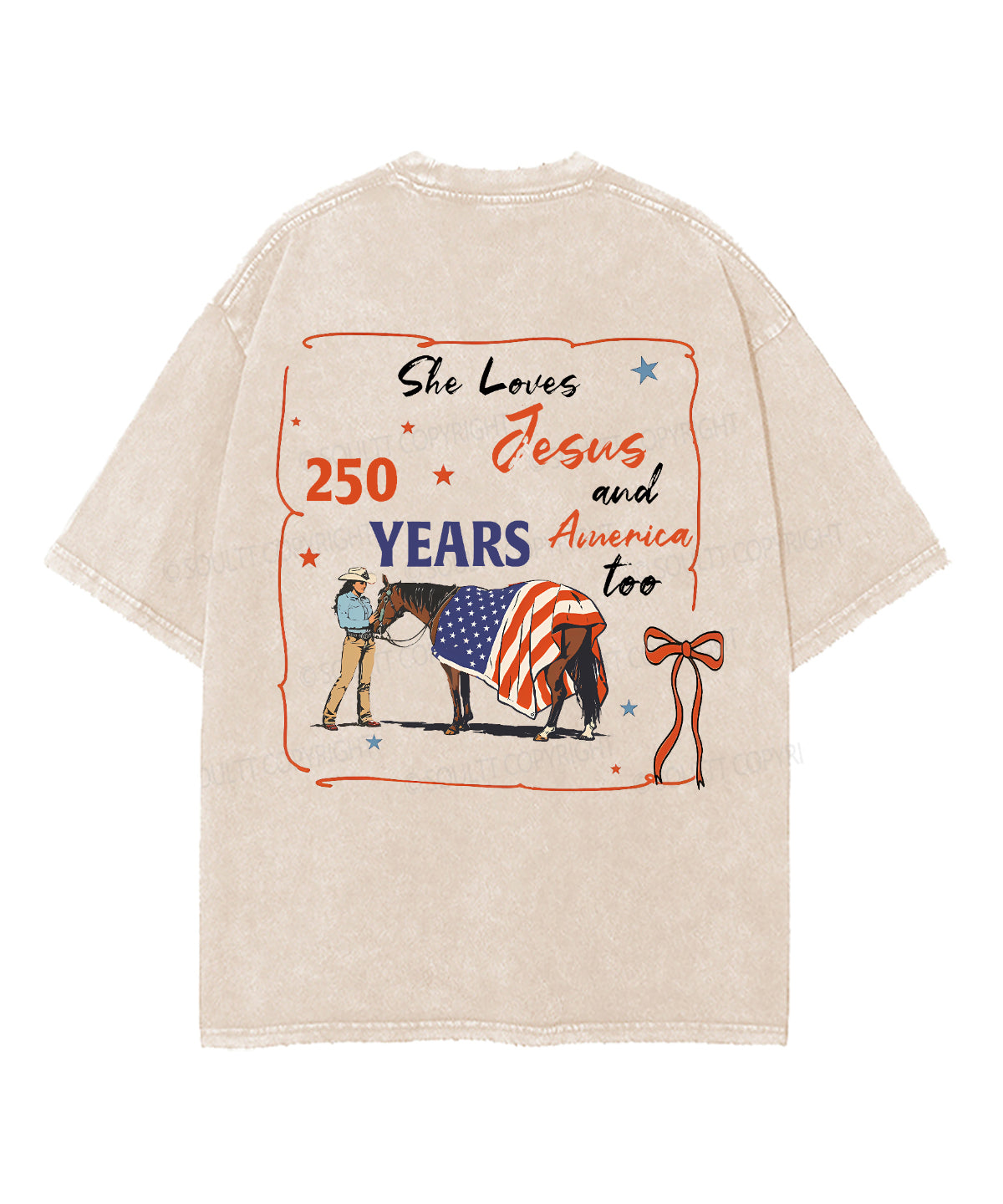 250 Years America Anniversary Double Sided Unisex Washed Christian T-shirt