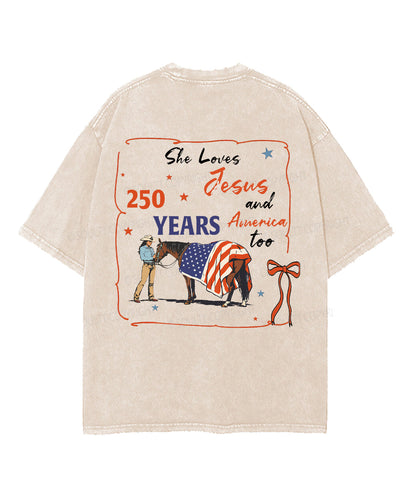 250 Years America Anniversary Double Sided Unisex Washed Christian T-shirt