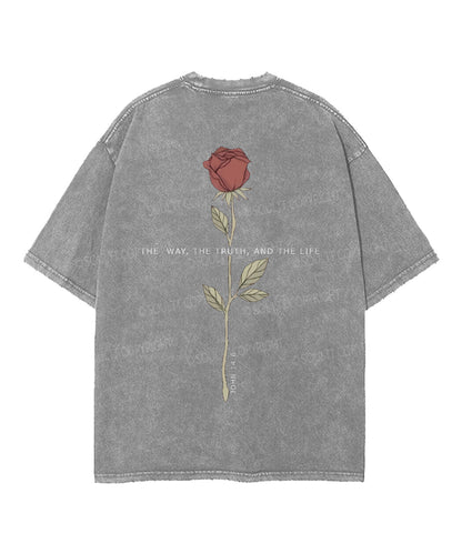 The Way , The Truth, And The Life Double Sided Unisex Washed Christian T-shirt