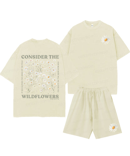 Consider The Wildflowers Double Sided Unisex Christian Washed T-Shirt & Shorts