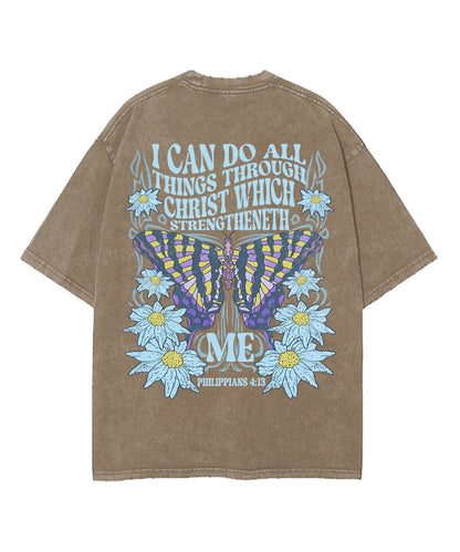 I Can Do All Things Through Christ Double Sided Unisex Washed Christian T-shirt