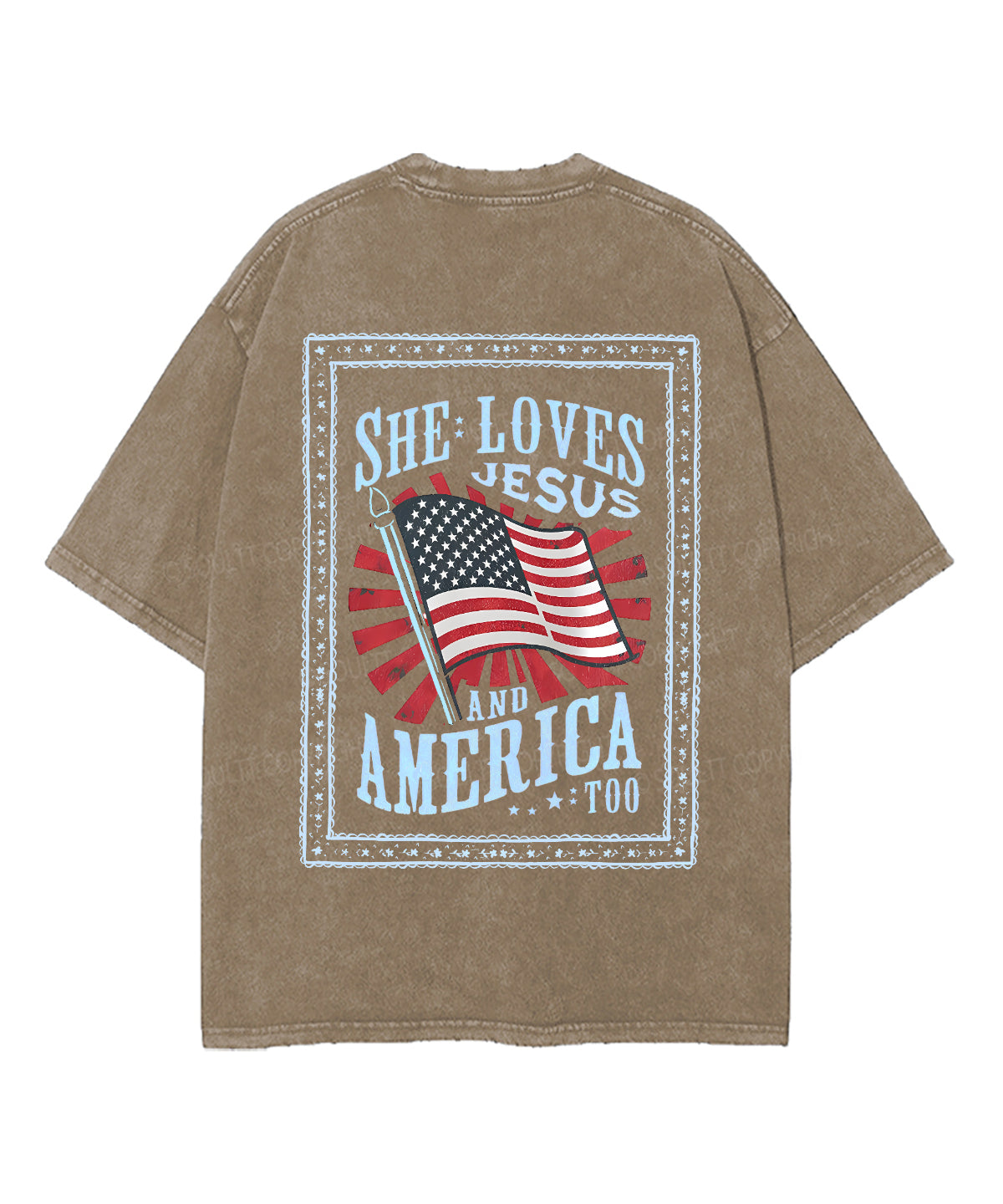 She Loves Jesus And America Too Double Sided Unisex Washed Christian T-shirt