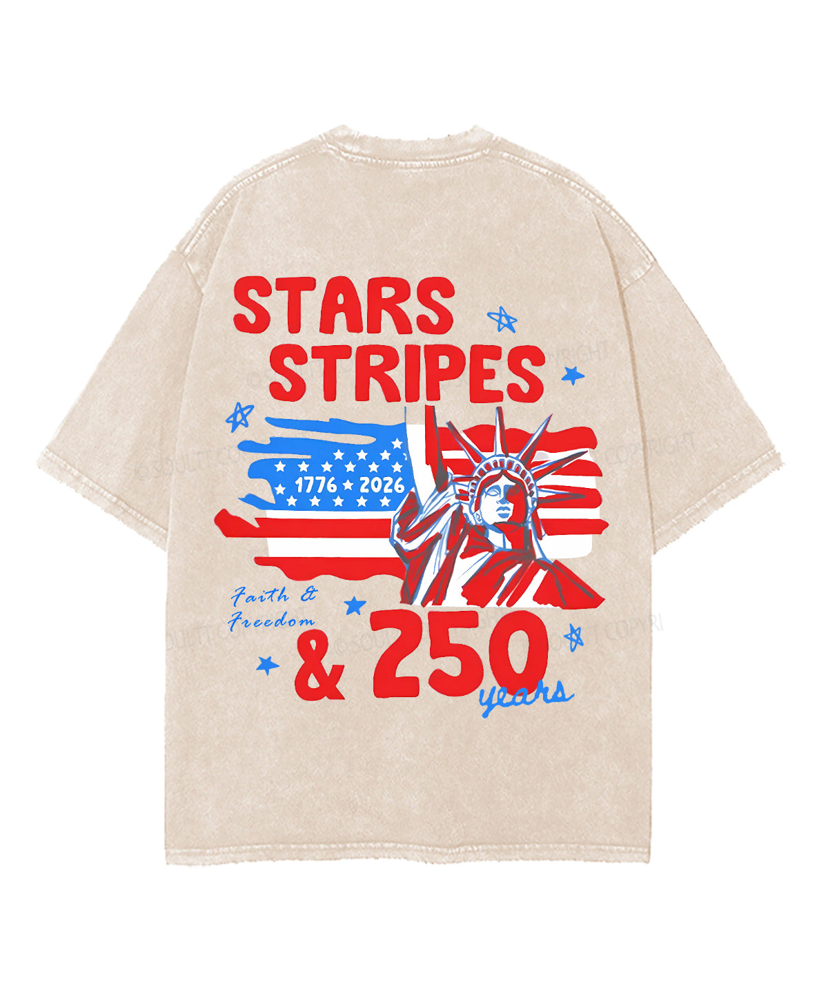 250 Years America Anniversary Double Sided Unisex Washed Christian T-shirt