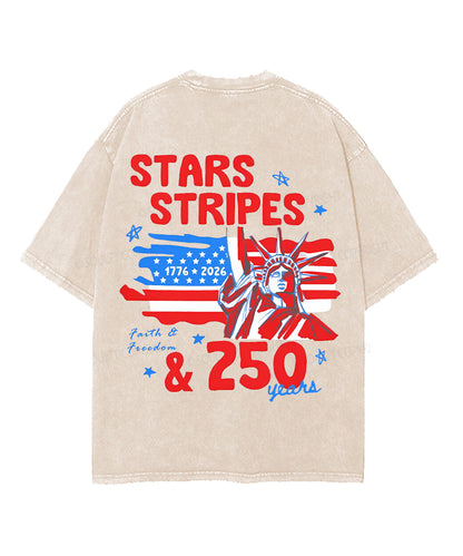 250 Years America Anniversary Double Sided Unisex Washed Christian T-shirt