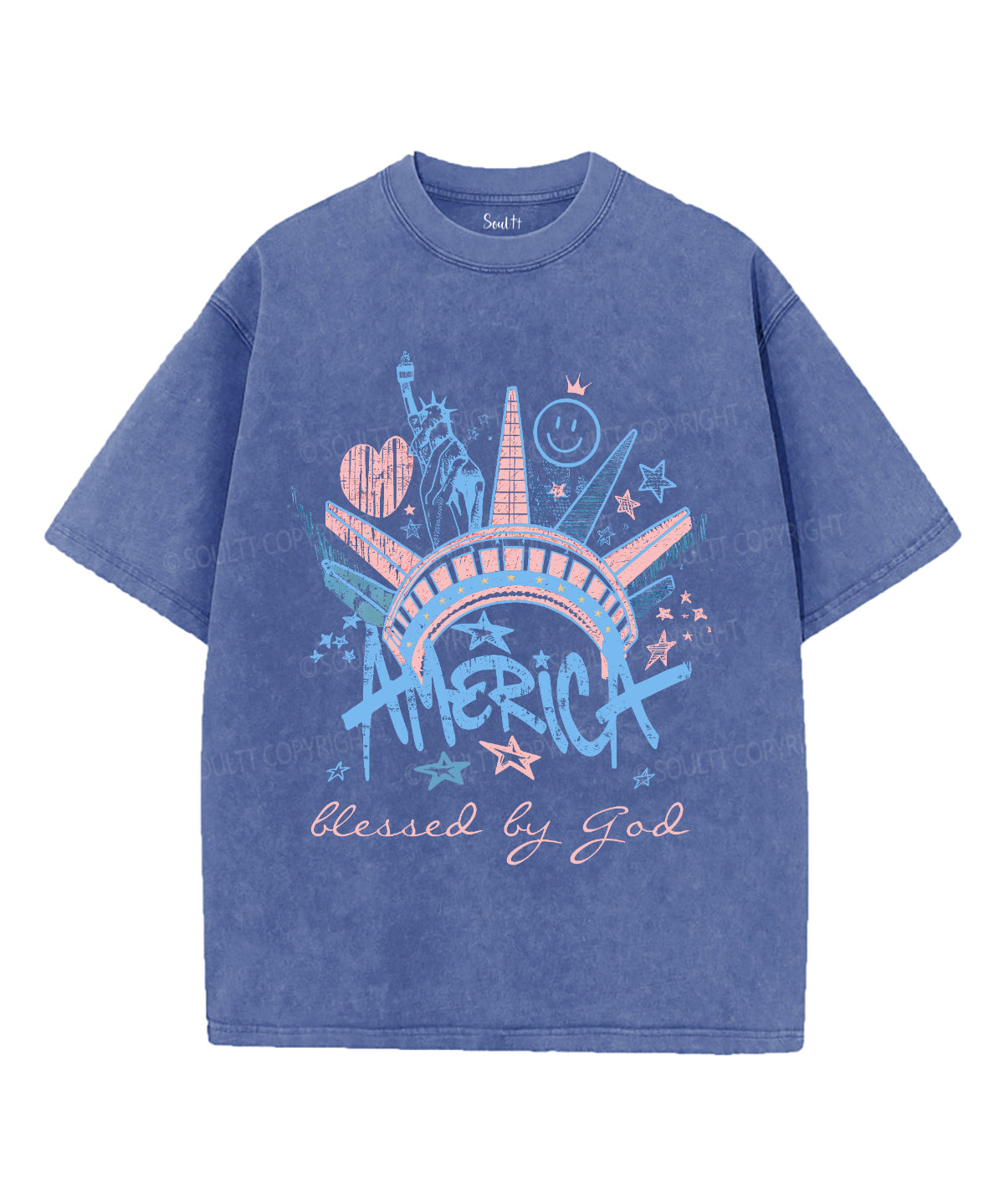 Blessed By God Unisex Washed Christian T-shirt
