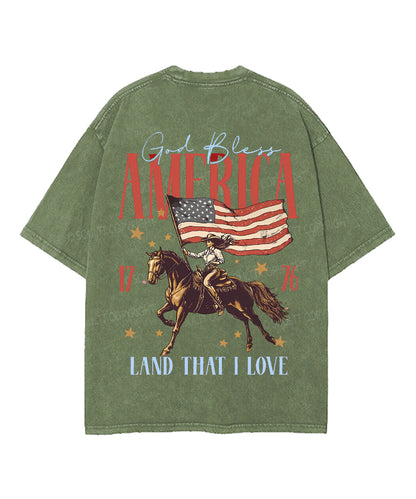 God Bless America Double Sided Unisex Washed Christian T-shirt