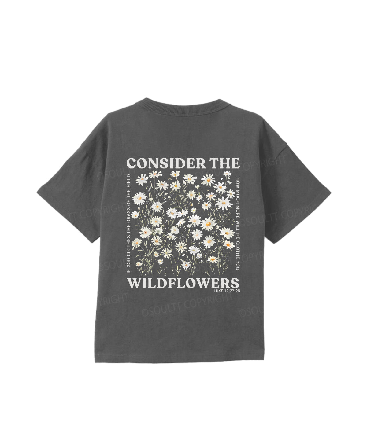 Kids Consider The Wildflowers Double Sided Cotton Christian T-shirt