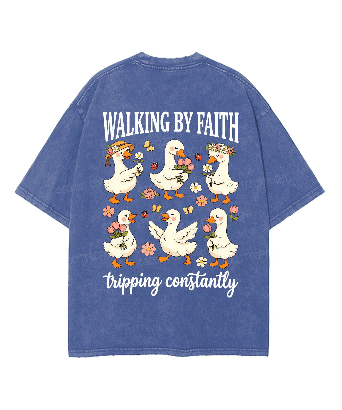 Walking By Faith Tripping Constantly Double Sided Unisex Washed Christian T-shirt