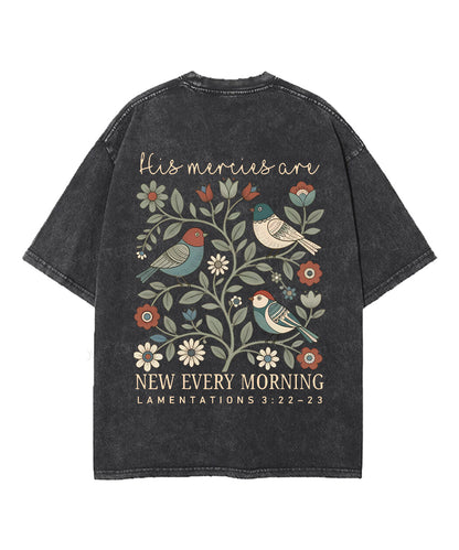 His Mercies Are New Every Morning Double SidedUnisex Washed Christian T-shirt