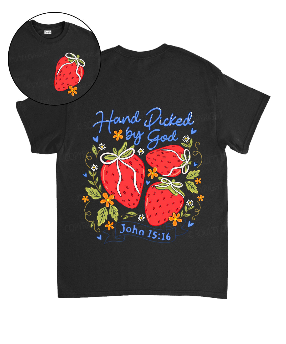 Hand Picked By God Double Sided Unisex Cotton Christian T-Shirt