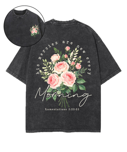 His Mercies Are New Every Morning Double Sided Unisex Washed Christian T-shirt