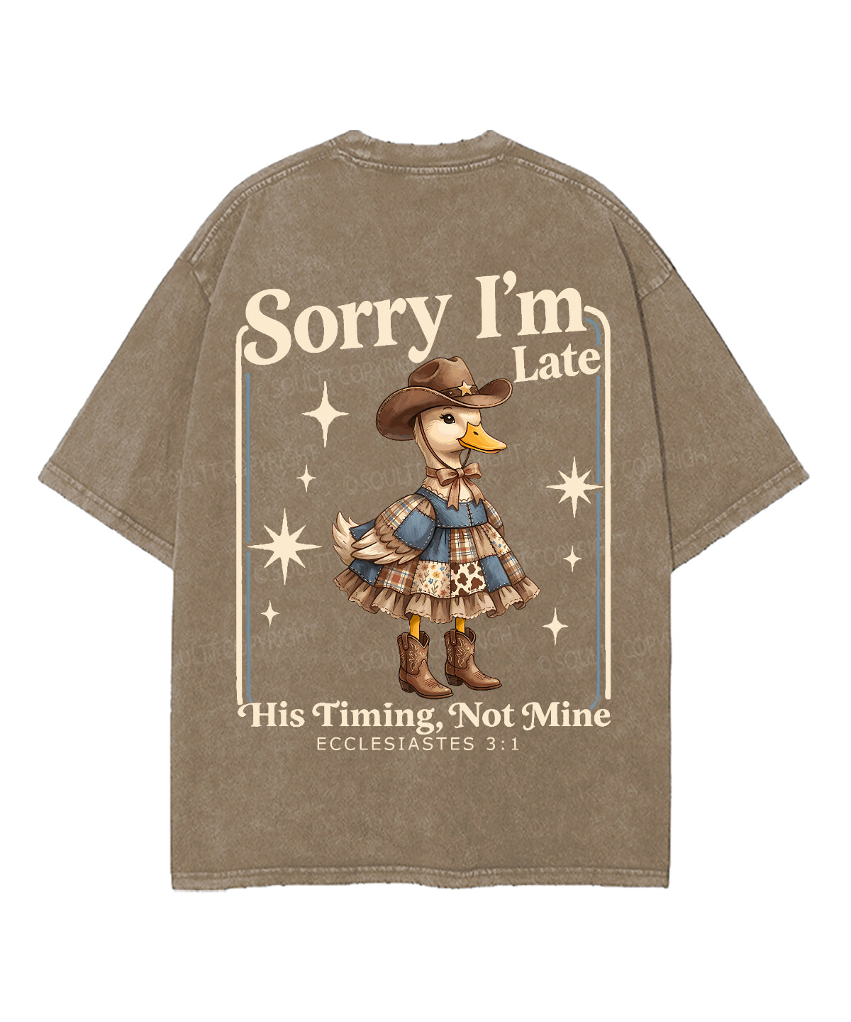 Sorry I’m Late, His Timing Not Mine Double Sided Unisex Washed Christian T-shirt