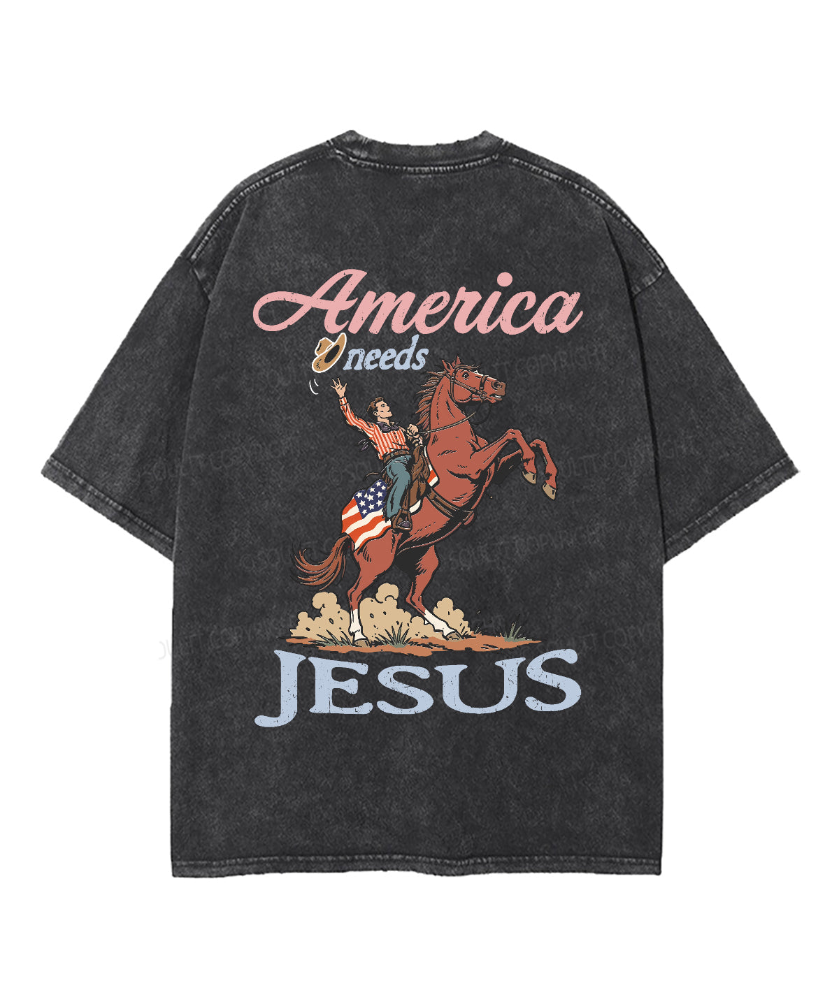 America Needs Jesus Double Sided Unisex Washed Christian T-shirt