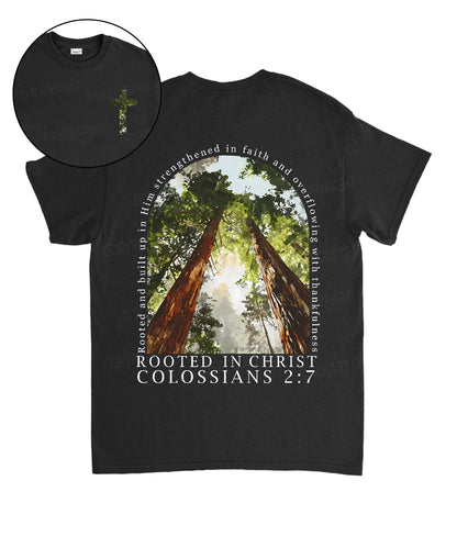 Rooted In Christ Double Sided Unisex Cotton Christian T-Shirt