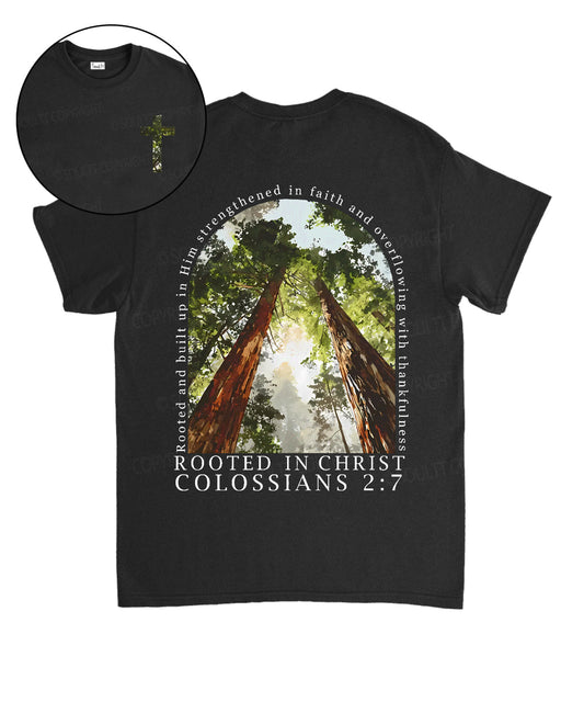 Rooted In Christ Double Sided Unisex Cotton Christian T-Shirt