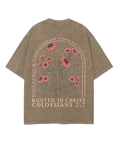 Rooted In Christ Double Sided Unisex Washed Christian T-shirt
