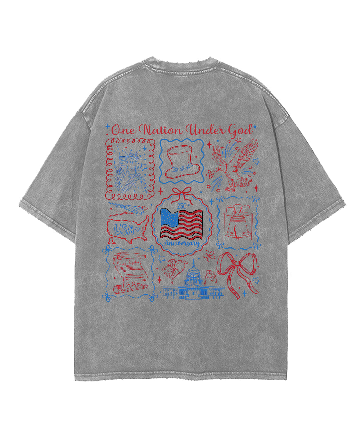 One Nation Under God Double Sided Unisex Washed Christian T-shirt
