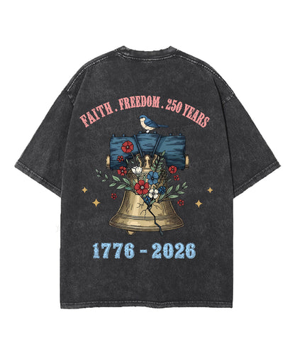 250 Years America Anniversary Double Sided Unisex Washed Christian T-shirt