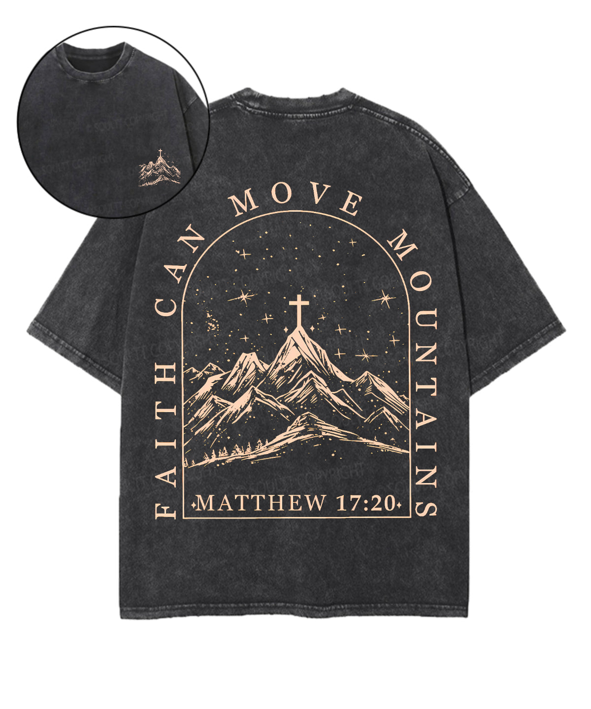 Faith Can Move Mountains Double Sided Unisex Washed Christian T-shirt