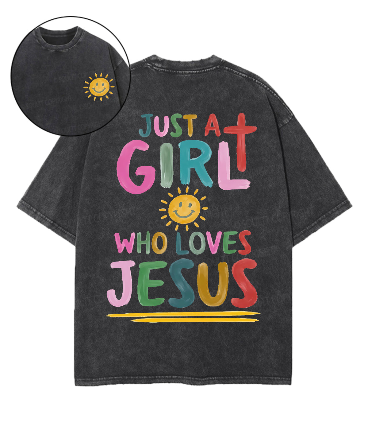Just a Girl Who Loves Jesus Double Sided Unisex Washed Christian T-shirt