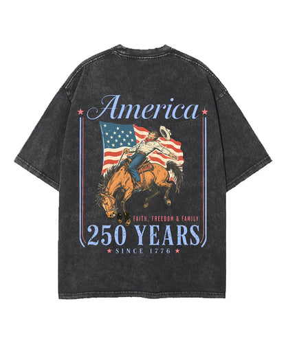 250 Years America Anniversary Double Sided Unisex Washed Christian T-shirt