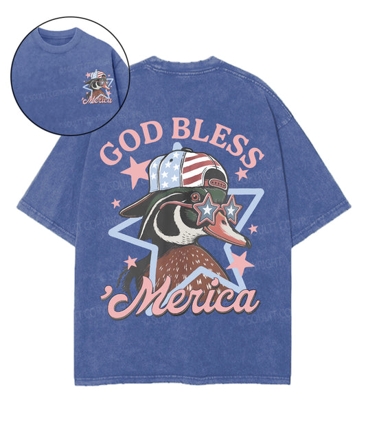 God Bless America Double Sided Unisex Washed Christian T-shirt