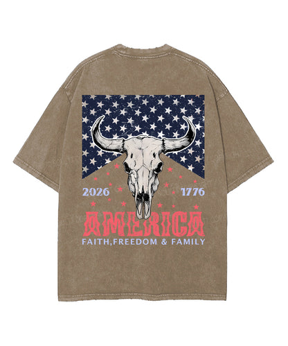 250 Years America Anniversary Double Sided Unisex Washed Christian T-shirt