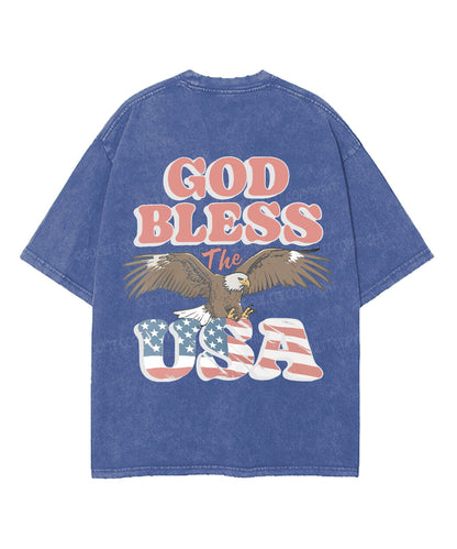 God Bless The USA Double Sided Unisex Washed Christian T-shirt