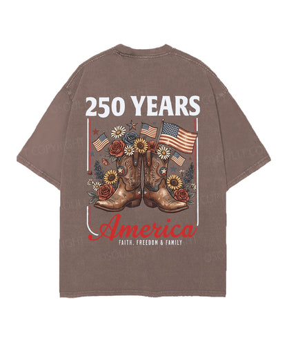 250 Years America Anniversary Double Sided Unisex Christian Washed T-Shirt & Shorts