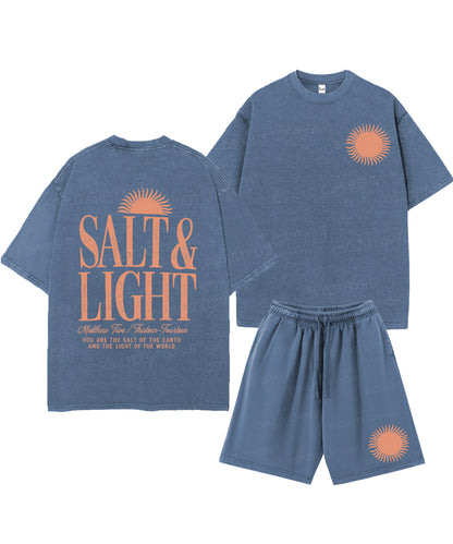 Salt & Light Double Sided Unisex Christian Washed T-Shirt & Shorts