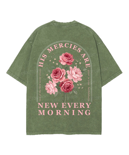 His Mercies Are New Every Morning Double Sided Unisex Washed Christian T-shirt