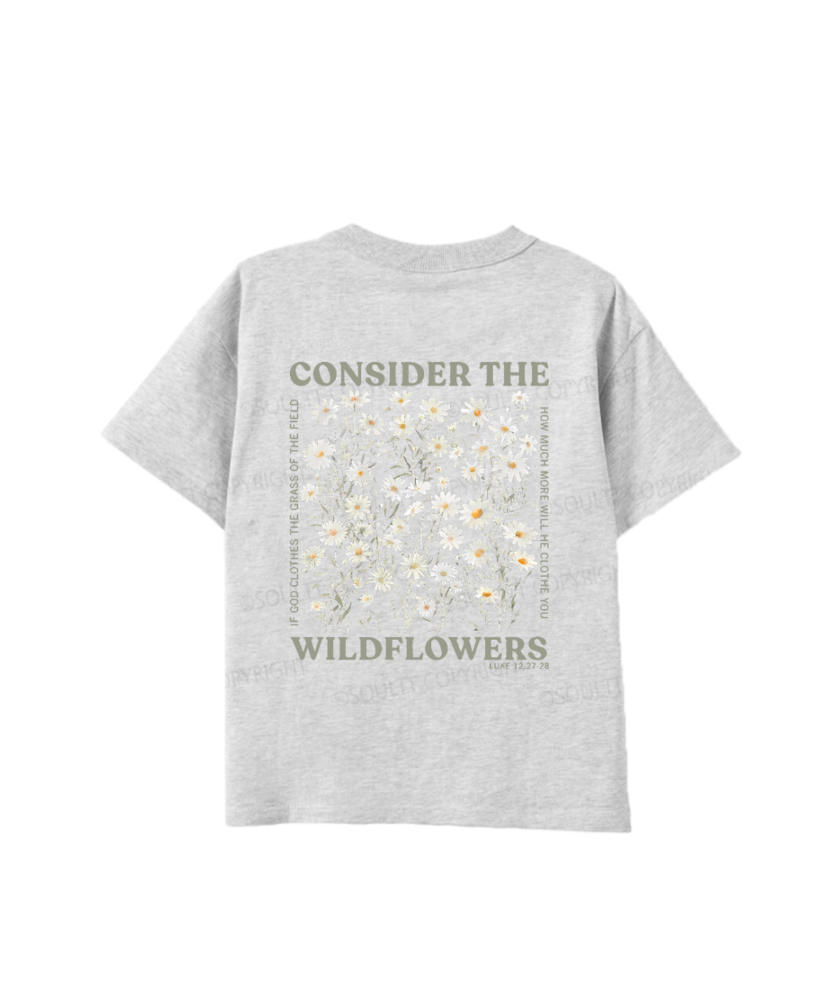 Kids Consider The Wildflowers Double Sided Cotton Christian T-shirt