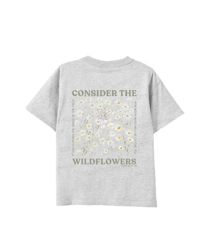 Kids Consider The Wildflowers Double Sided Cotton Christian T-shirt
