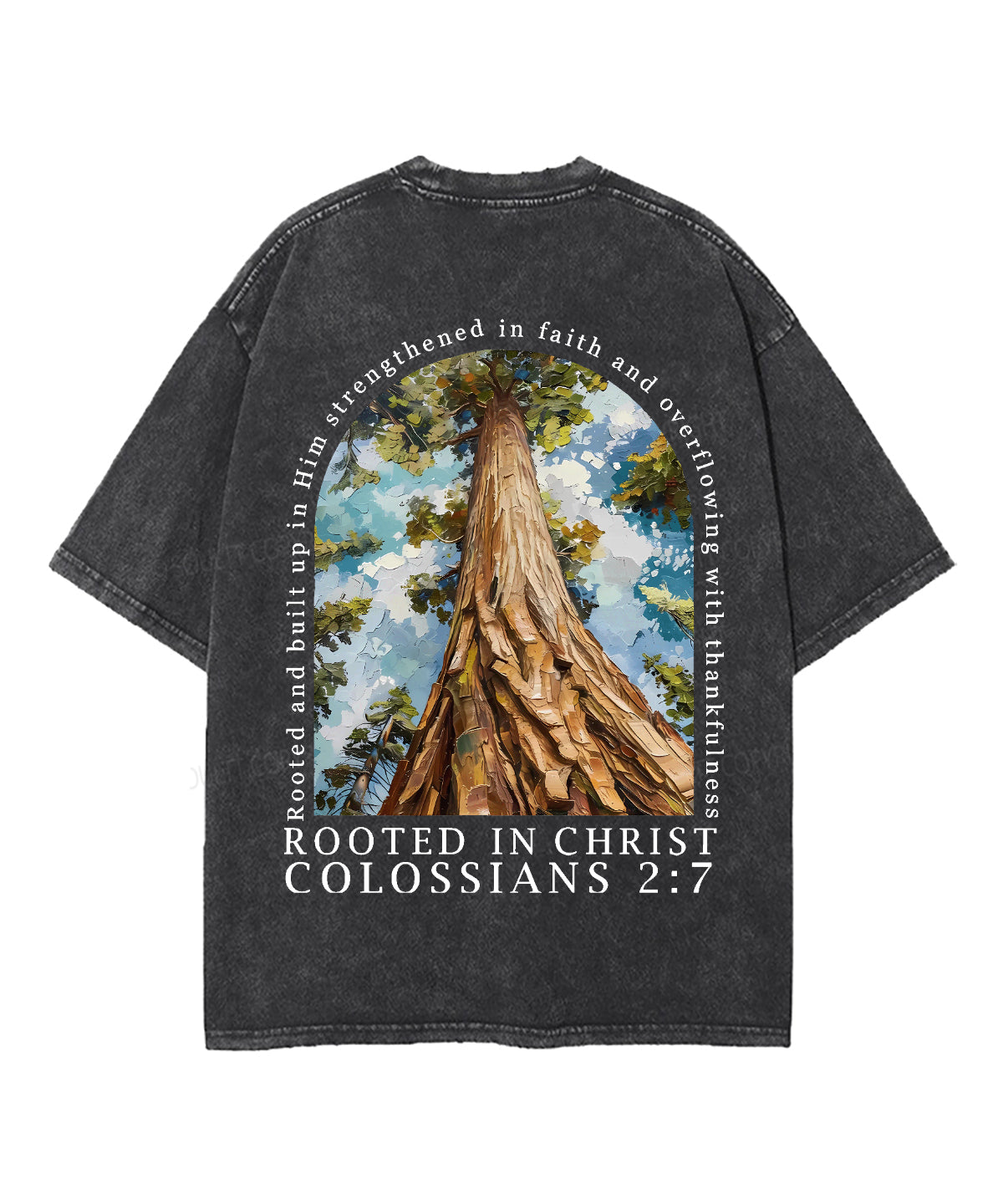 Rooted In Christ Double Sided Unisex Washed Christian T-shirt