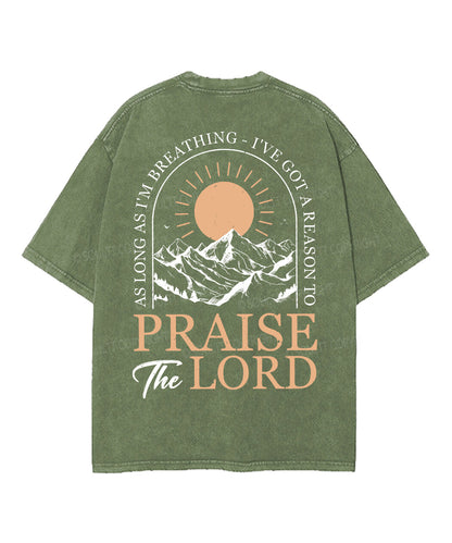 Praise The Lord Double Sided Unisex Washed Christian T-shirt